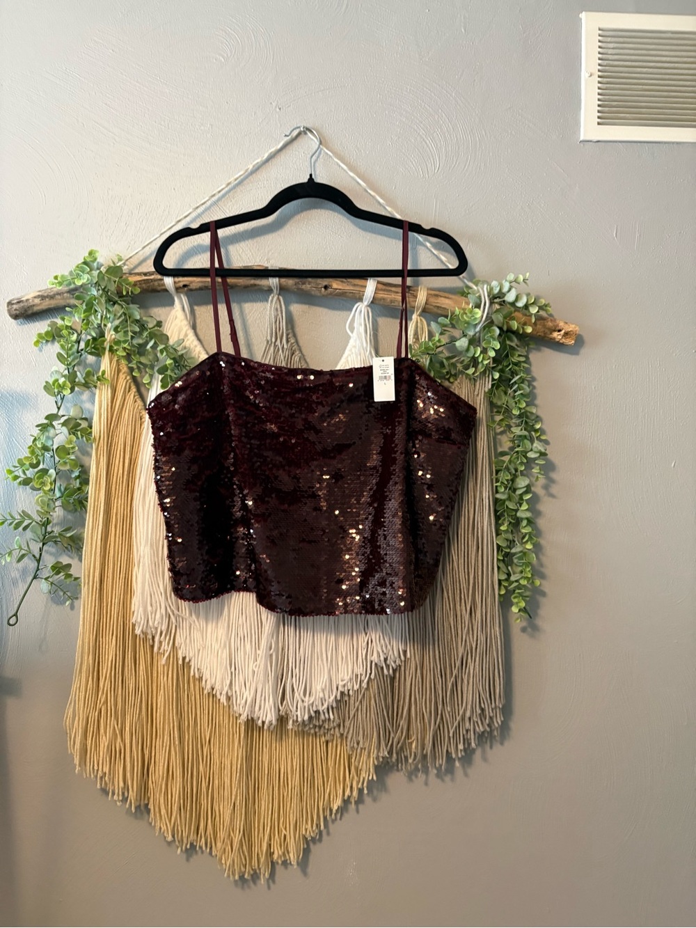 GAP Burgundy Sequin Crop Cami
